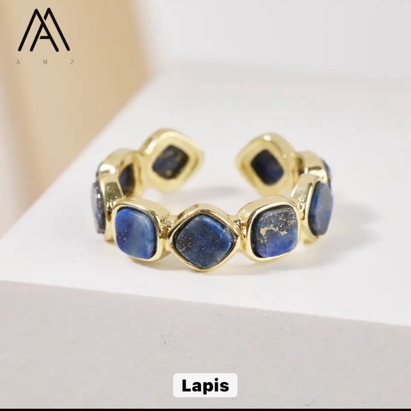Gorgeous Crystal Gemstone Gold Open Band Ring - Picture 6 of 7
